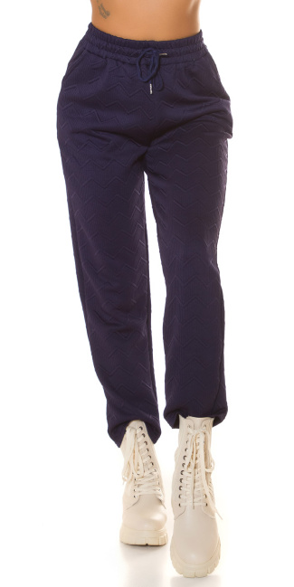 Trendy hoge taille joggingbroek met tailleband marineblauw